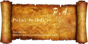 Pulai Arikán névjegykártya